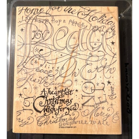 Stampin Up! 2003 Holiday Print Wood Mounted Rubber Stamp Christmas - Picture 2 of 4